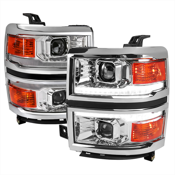 Spec-D Tuning 14-15 Chevrolet Silverado 1500 Projector Headlights 2LHP-SIV14-C-SQ-RS